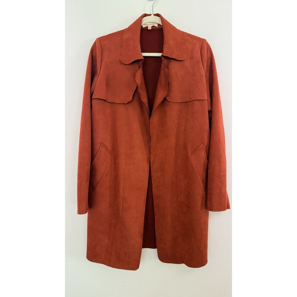 Solitaire Rust Mid-Length Button Front Jacket with Pockets - Womens S